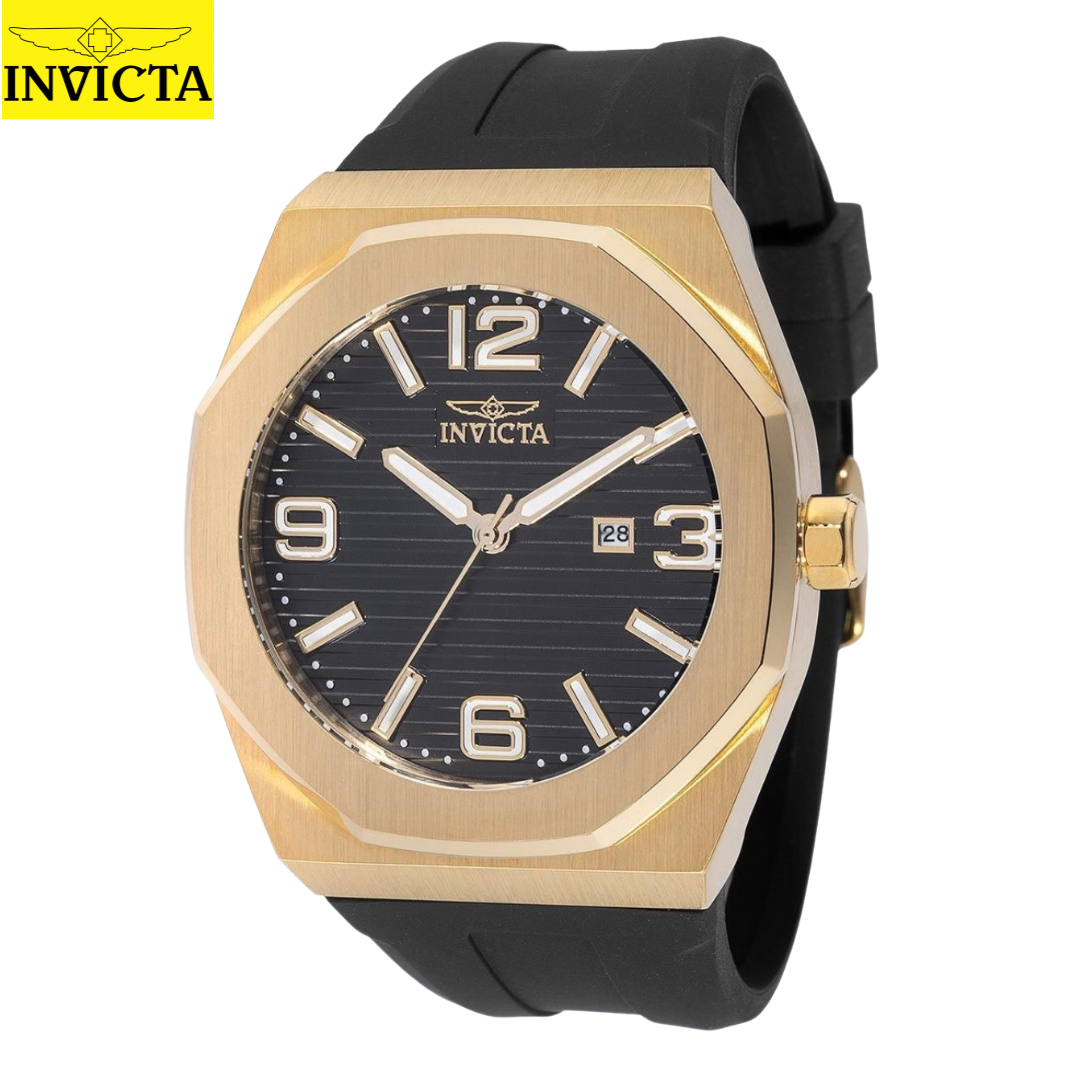 Invicta - Huracan Gold Exclusive Black Dial Black Band 48mm (45776) 100m