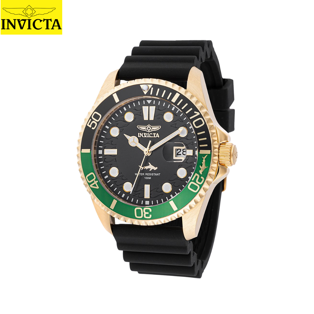 Invicta - Pro Diver Shark black dial Gold / Green 100m (47168) 43mm