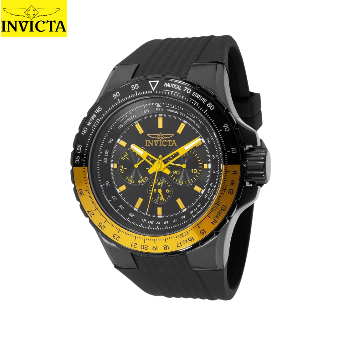 Invicta - Aviator Skyshock Gold/ lavk Bisel 50mm (39277) Black dial Quartz 100m