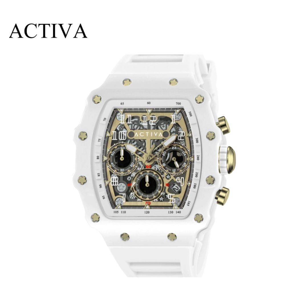Activa - Fury White / Gold Skeleton Dial 44.3m (acw2305-025) 50m