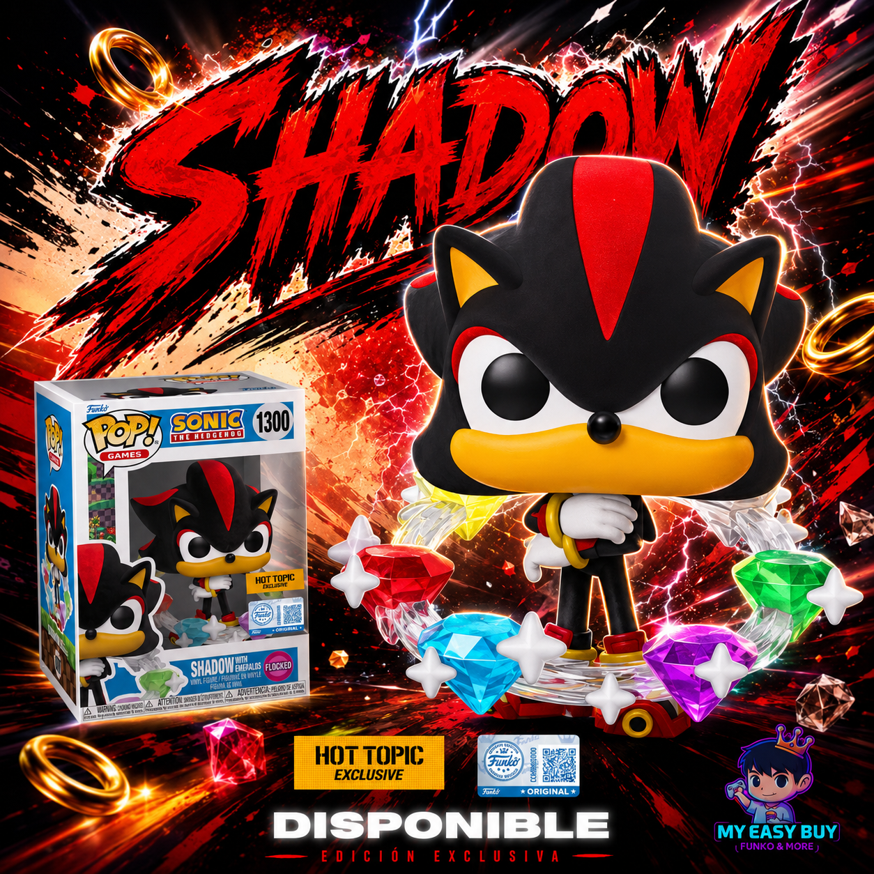 Sonic - Shadow Exclusive Flocked Pop Hot Topic Sticker