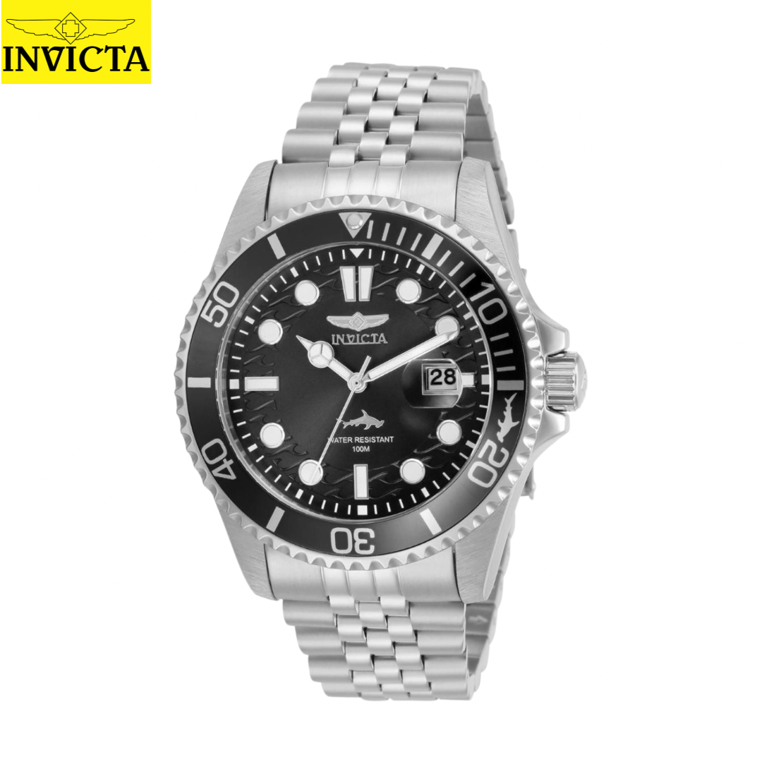 Invicta - Pro Diver Silver Black Dial Date Jubilee 43mm (30609) 10atm