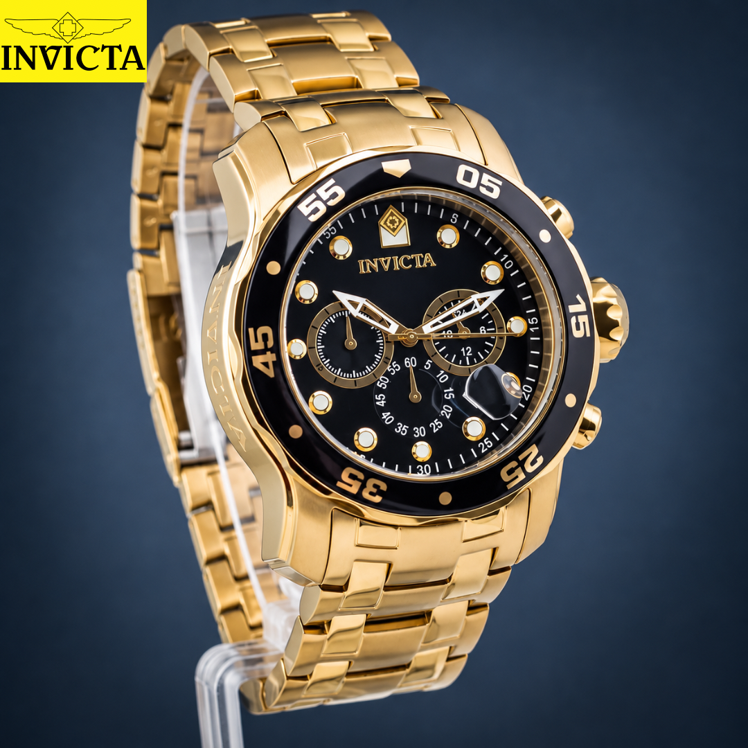 Invicta - Scuba Black Dial Gold 48mm (0072) 200m