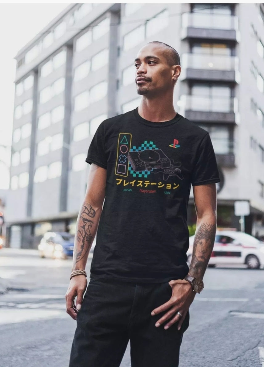 Playstation Neon 90's Unisex T Shirt (Talla M)