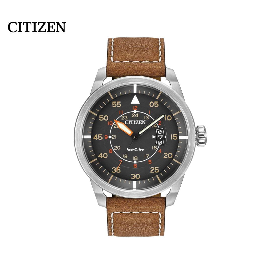 Citizen - Eco Drive Black Dial Cuero Acero (AW1361-10H) 100m
