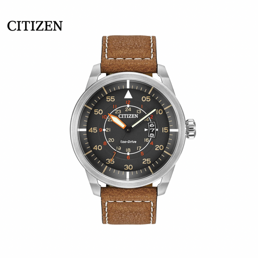 Citizen - Eco Drive Black Dial Cuero Acero (AW1361-10H) 100m