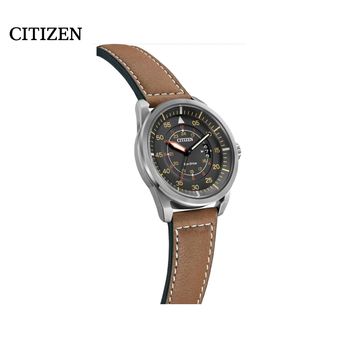 Citizen - Eco Drive Black Dial Cuero Acero (AW1361-10H) 100m