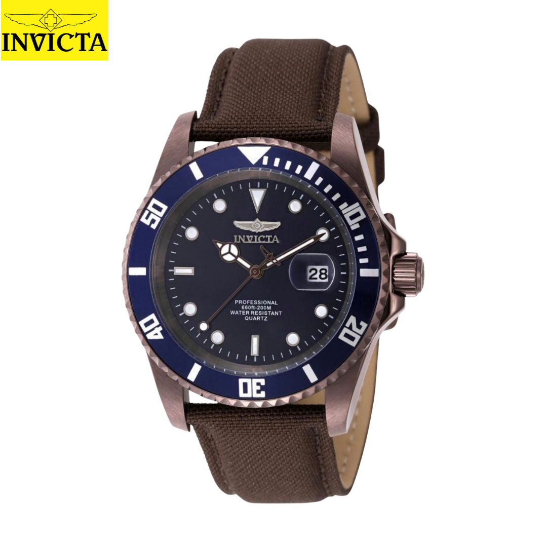 Invicta - Pro Diver Blue Dial correa de cuero genuino 42mm (51150) 200m