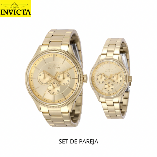 Invicta - Specialty Women & Men Set Gold 42mm y 34mm (49960) VH63 50m