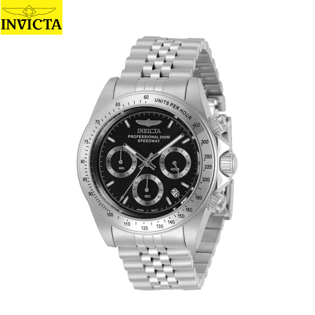 Invicta - Speedway (Daytona) Silver Exclusivo Dial Negro Jubilee Bracelet Cronografo Men Watch 39.5mm (9211) 200m