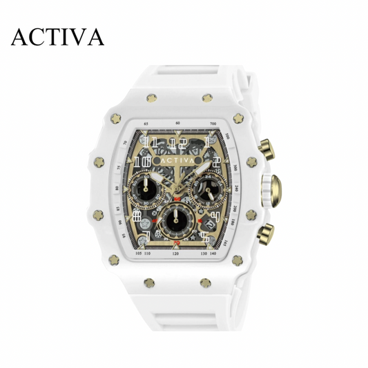 Activa - Fury White / Gold Skeleton Dial 44.3m (acw2305-025) 50m