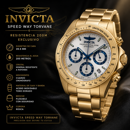 Invicta - Speedway Torvane Gold Exclusive 39.5mm  (17312) (20atm)