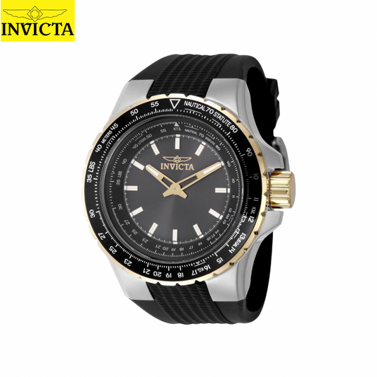 Invicta - Aviator black Dial / bisel oro 50mm (49649) 10atm