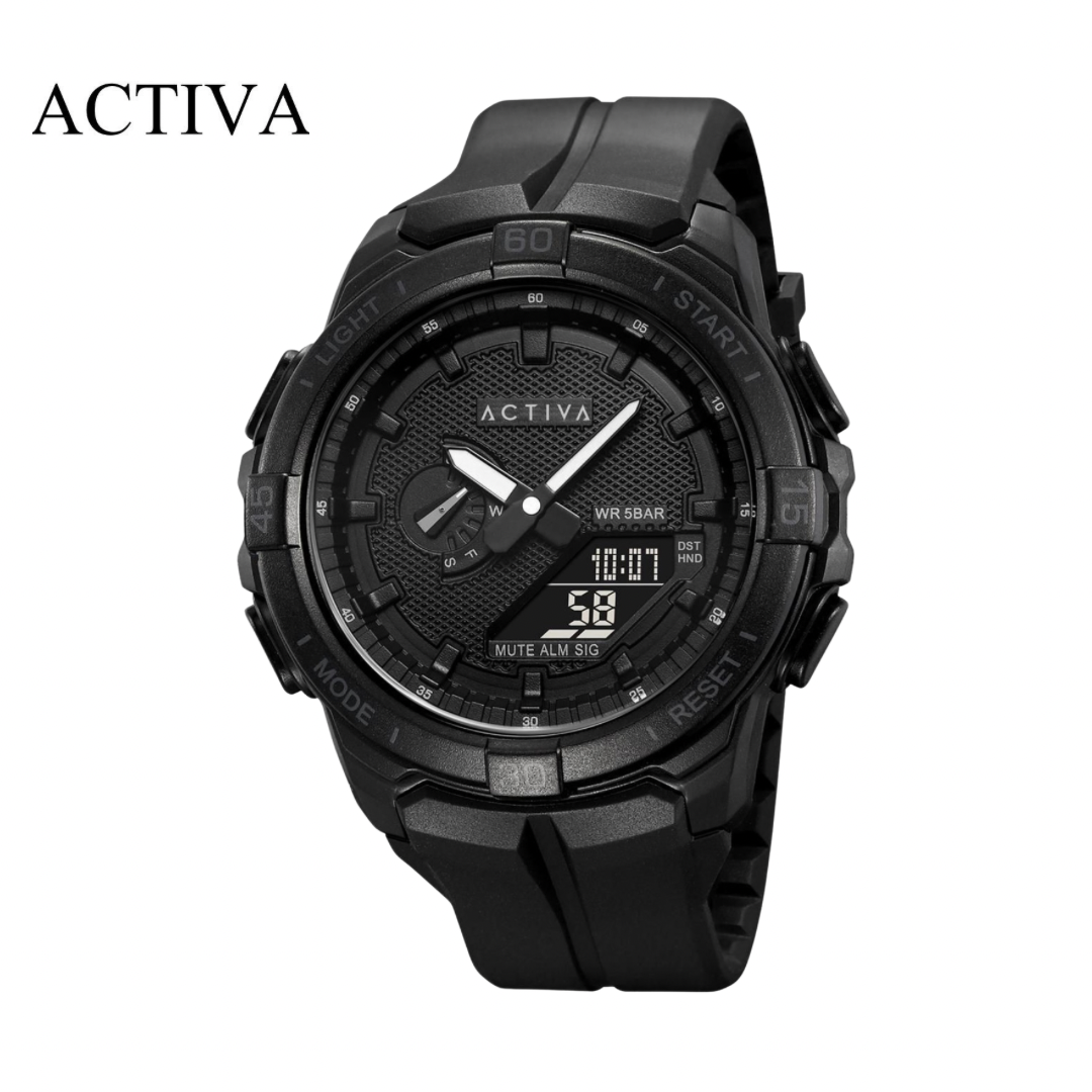 Activa - Spry Analog Digital Sport Black Essential 53mm (Sk160) 5atm